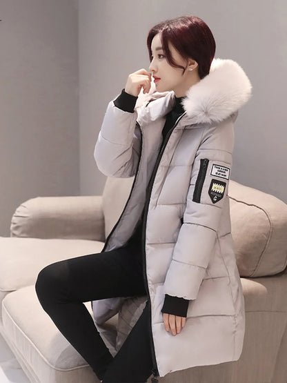 Women’s Winter Hooded Parka Coat – Fur Collar Warm Long Jacket