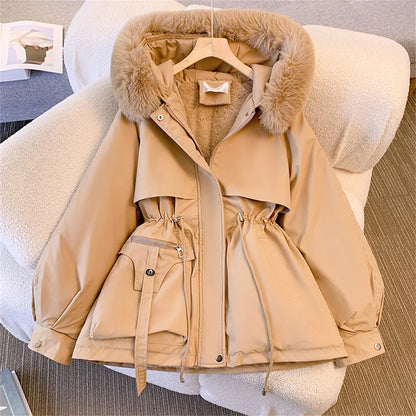 Women’s Korean Hooded Padded Jacket – Casual Zip-Up Parka