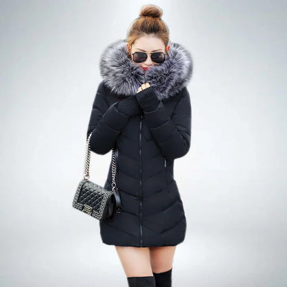 Women’s Slim Long Winter Parka – Warm Cotton Padded Coat