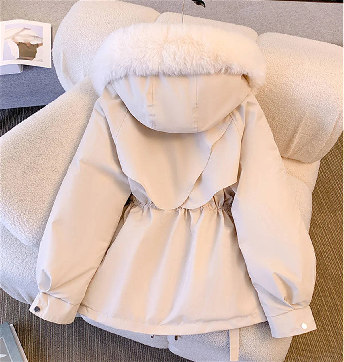 Women’s Korean Hooded Padded Jacket – Casual Zip-Up Parka