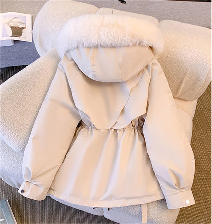 Women’s Korean Hooded Padded Jacket – Casual Zip-Up Parka