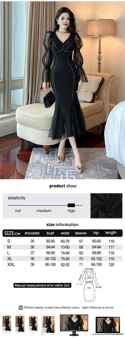 Elegant Mesh Spliced Embroidered Fishtail Prom Dress