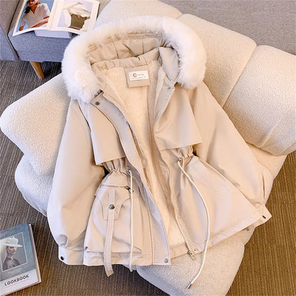 Women’s Korean Hooded Padded Jacket – Casual Zip-Up Parka