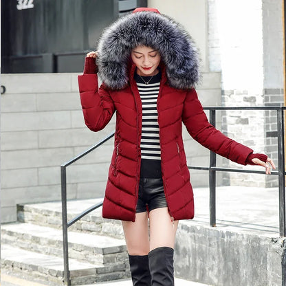 Women’s Slim Long Winter Parka – Warm Cotton Padded Coat